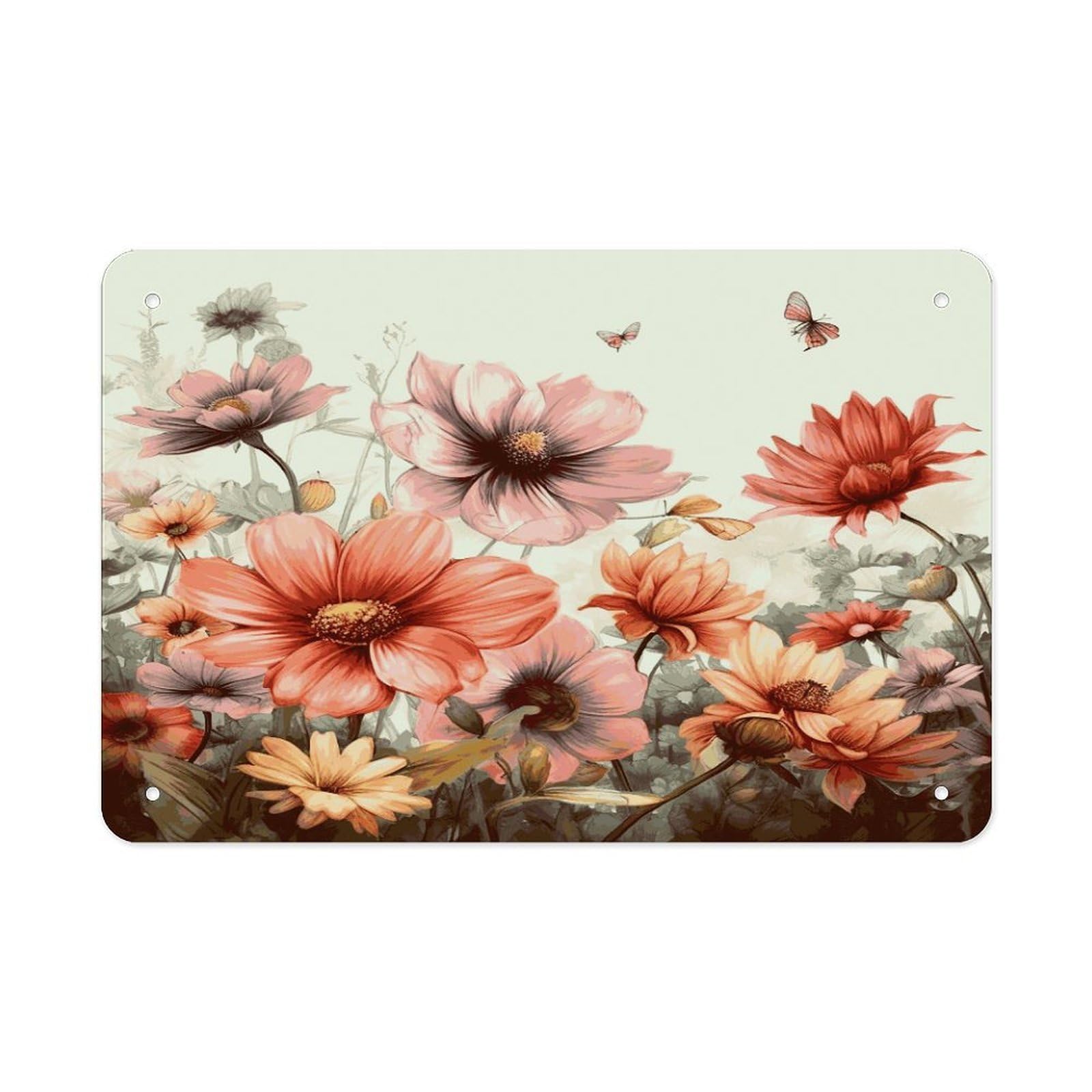 Fodpand Style Flower Floral Wall Art Metal Signs Tin Sign