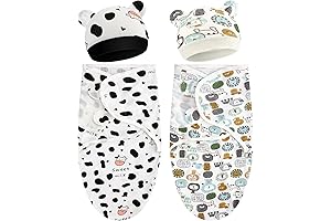 2 Pack Preemie Baby Swaddle Blanket Wrap with Hat Set