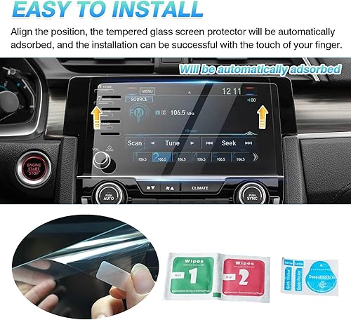 Miniatura 7 de Autorder Protector de pantalla para Honda Civic LX EX Touring Si EX-L 2019-2021 2019-2021 con 4 botones, vidrio templado, pantalla táctil de