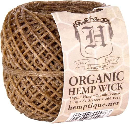 Hemptique Bolas de mecha de cáñamo enceradas de abeja (natural, 20)
