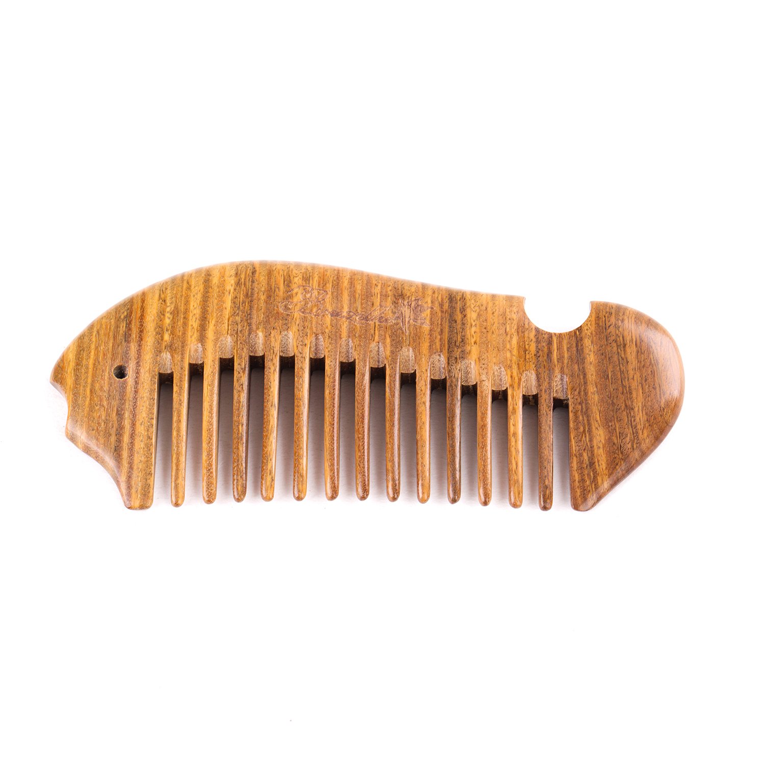 BreezelikeNo Static Fish Shaped Sandalwood Pocket Wide Tooth Comb