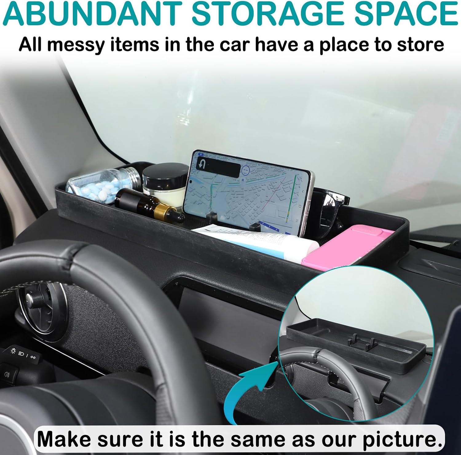 Auto Dashboard Storage Box Organizer Holder Tray Compatible with Ineos Grenadier 2020-2024 Car Center Console Dash Tray Storage Box Dashboard Interior Accessories