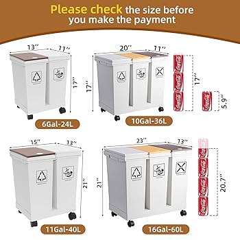 Amazon.co.jp: 20L x 3コンパートメントのゴミ箱、車輪付き