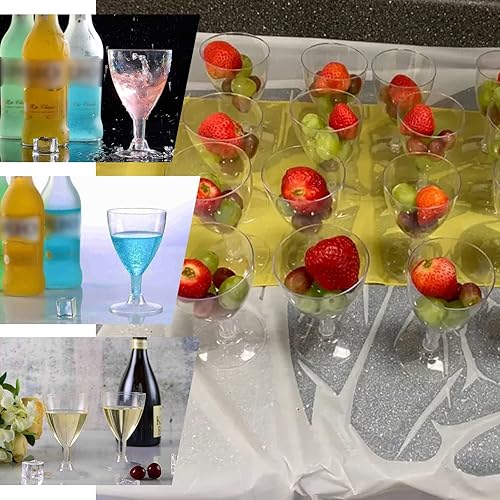 Miniatura 5 de Efavormart - Juego de copas de vino desechables de plástico transparente de 12 a 6 onzas con tallo hueco para bodas, cumpleaños, fiestas,