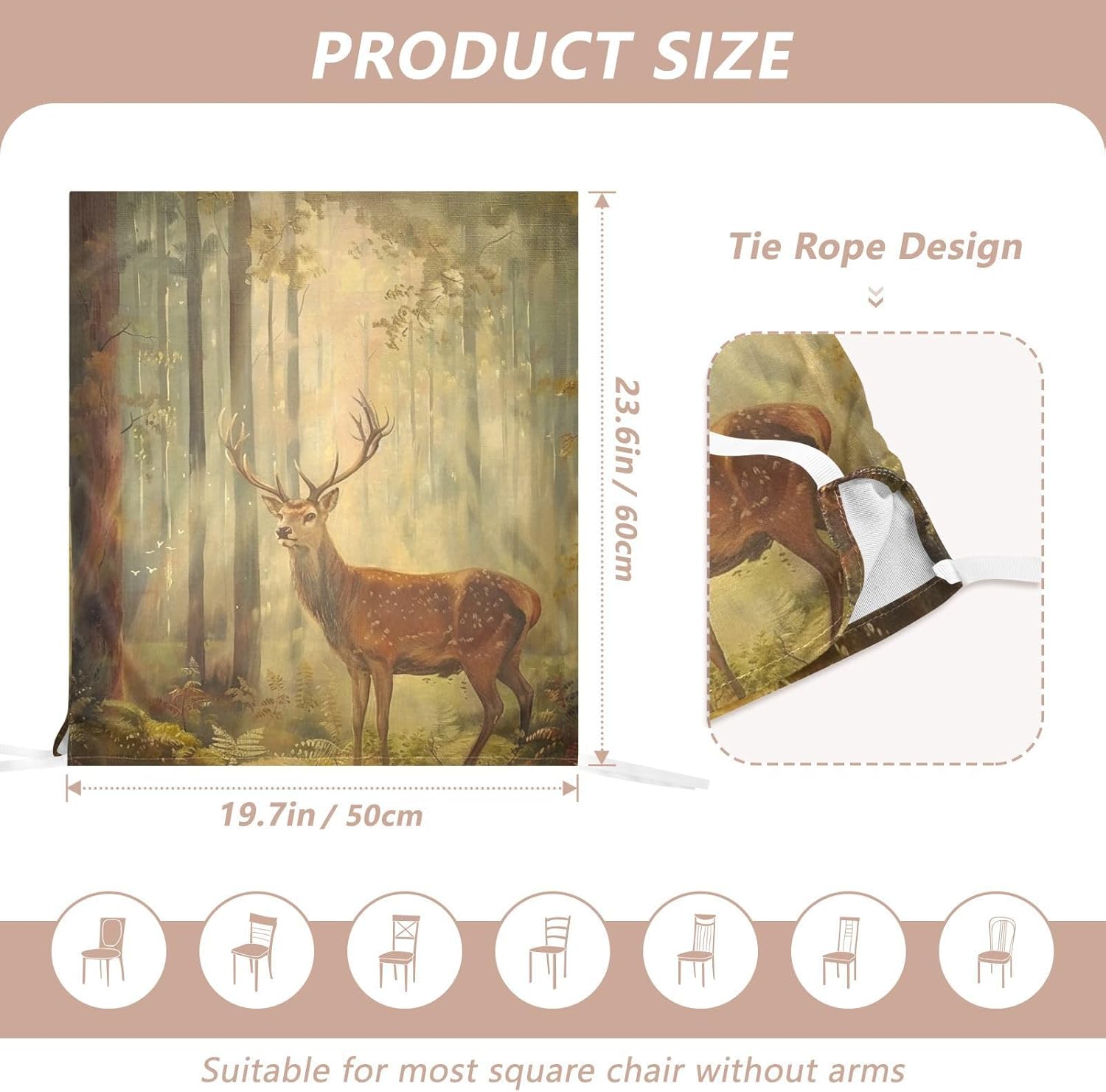 ALAZA Deer in The Forest Chair Back Cover Set of 6, Washable Reusable Removable Chair Slipcovers Decorative Chair Cover for Home Kitchen Wedding Party