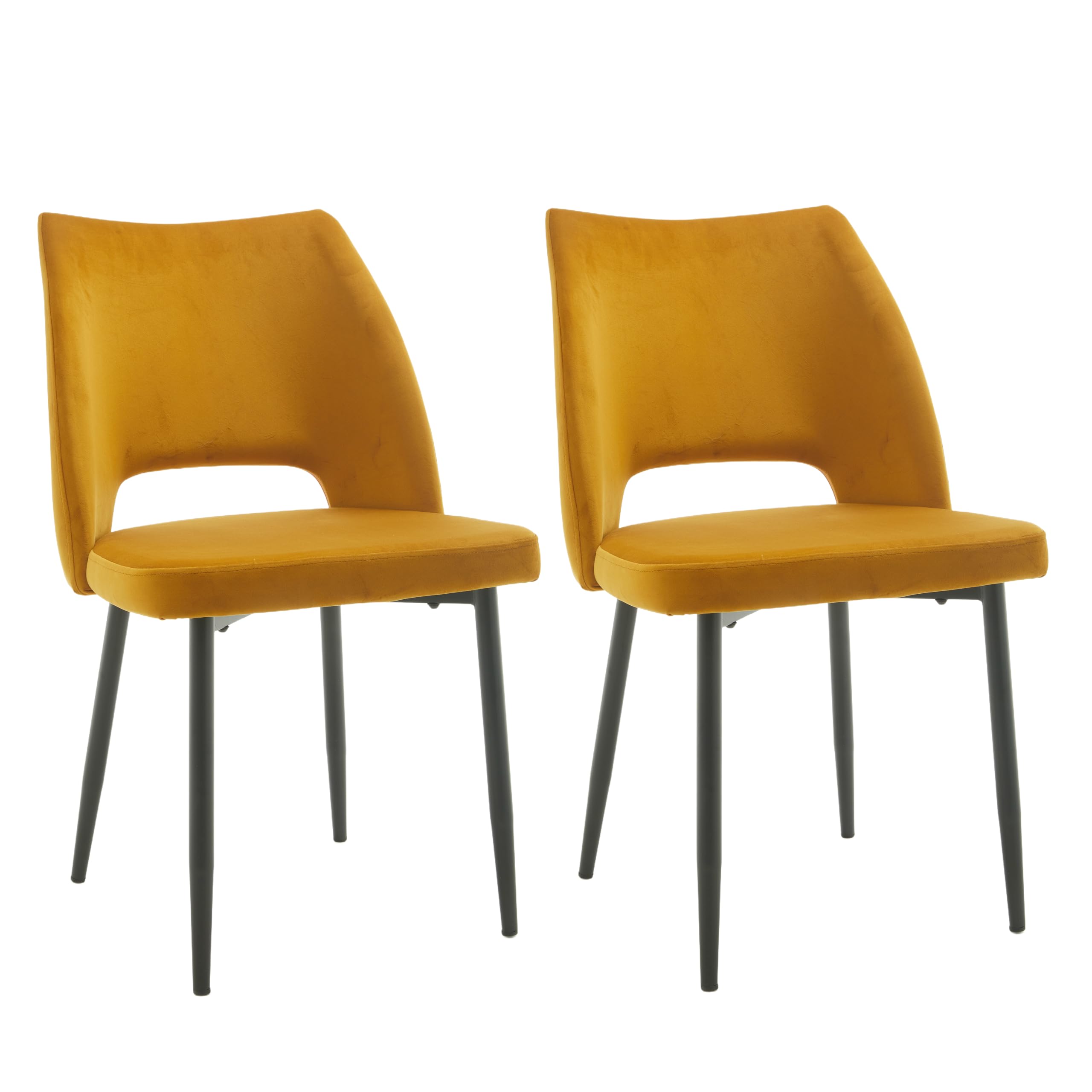 METRO Professional Gepolsteter Restaurant-Stuhl Salto, 2er Set Esszimmerstühle, Stahl/Polyester, 150 kg Tragkraft, Gelb