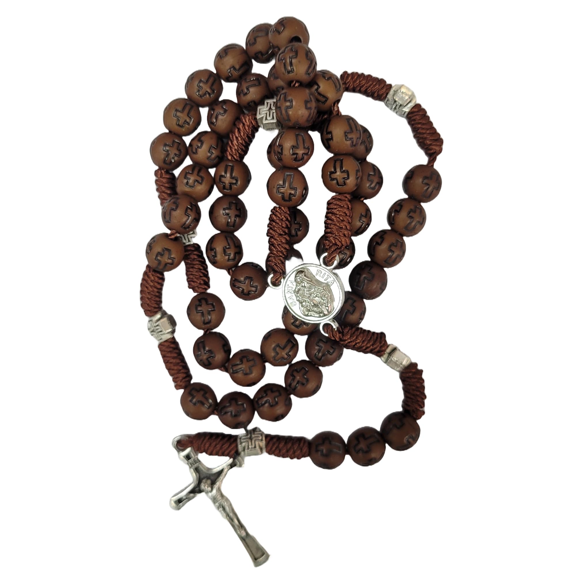 Divine Creations Goa Jerusalem Wooden Cross Beads Rosary with Crosses after every decade | Catholic Praying Rosary for Men & Women-image-38