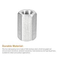 Vista 4 de uxcell Tuercas de acoplamiento M16 x 2 pasos, 1.575 in de longitud, 1 tuerca de acoplamiento métrica de acero inoxidable 304