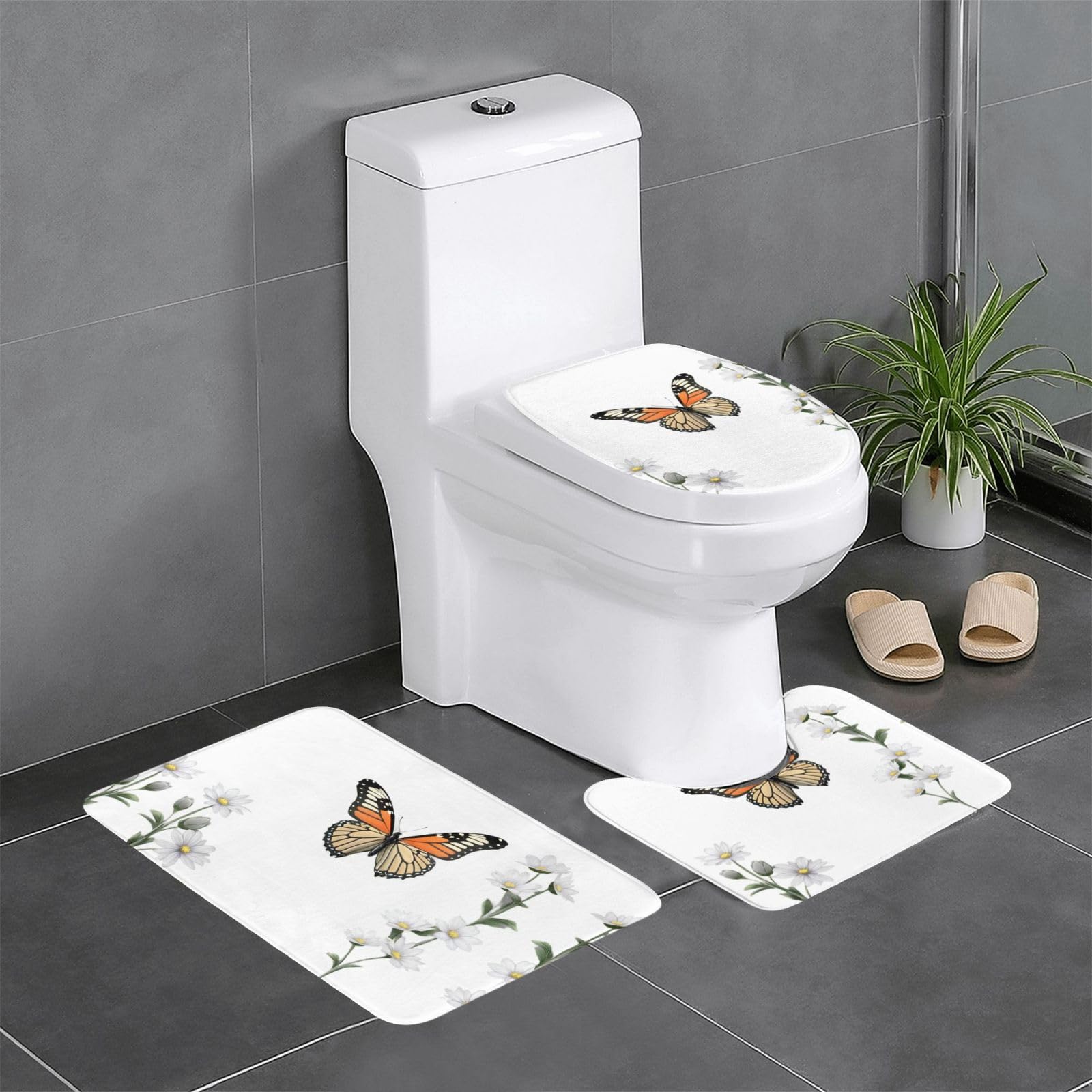 Alfombras de baño de diseño de mariposas para decorar el tocador infantil y aseo de invitados