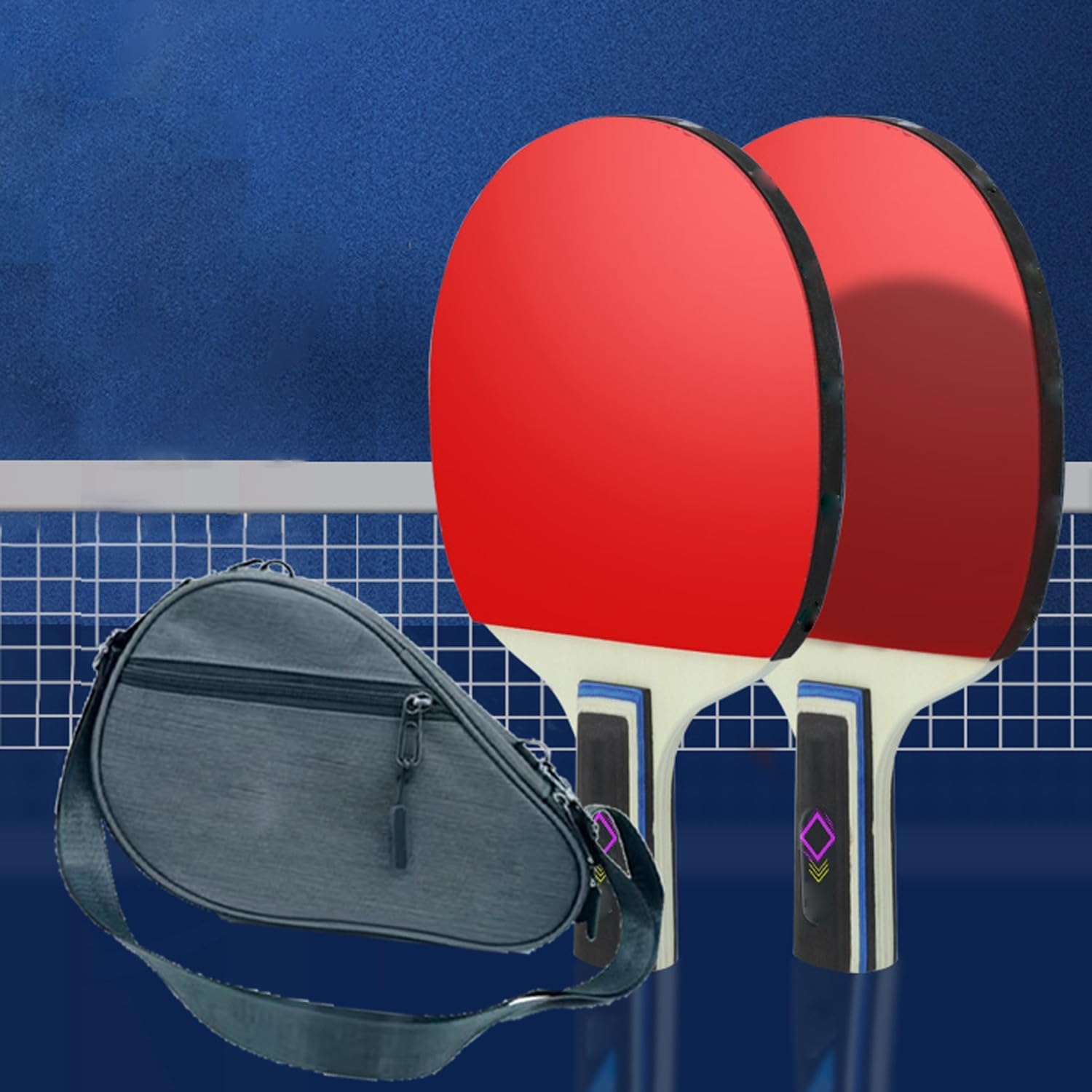 ping Pong Paddle red ping Pong Paddle Table Tennis Paddle Entry-Level Table Tennis Racket is Suitable for Beginners and Comes with 2 Rackets. 1 Racket Shoulder Bag(Color:3)