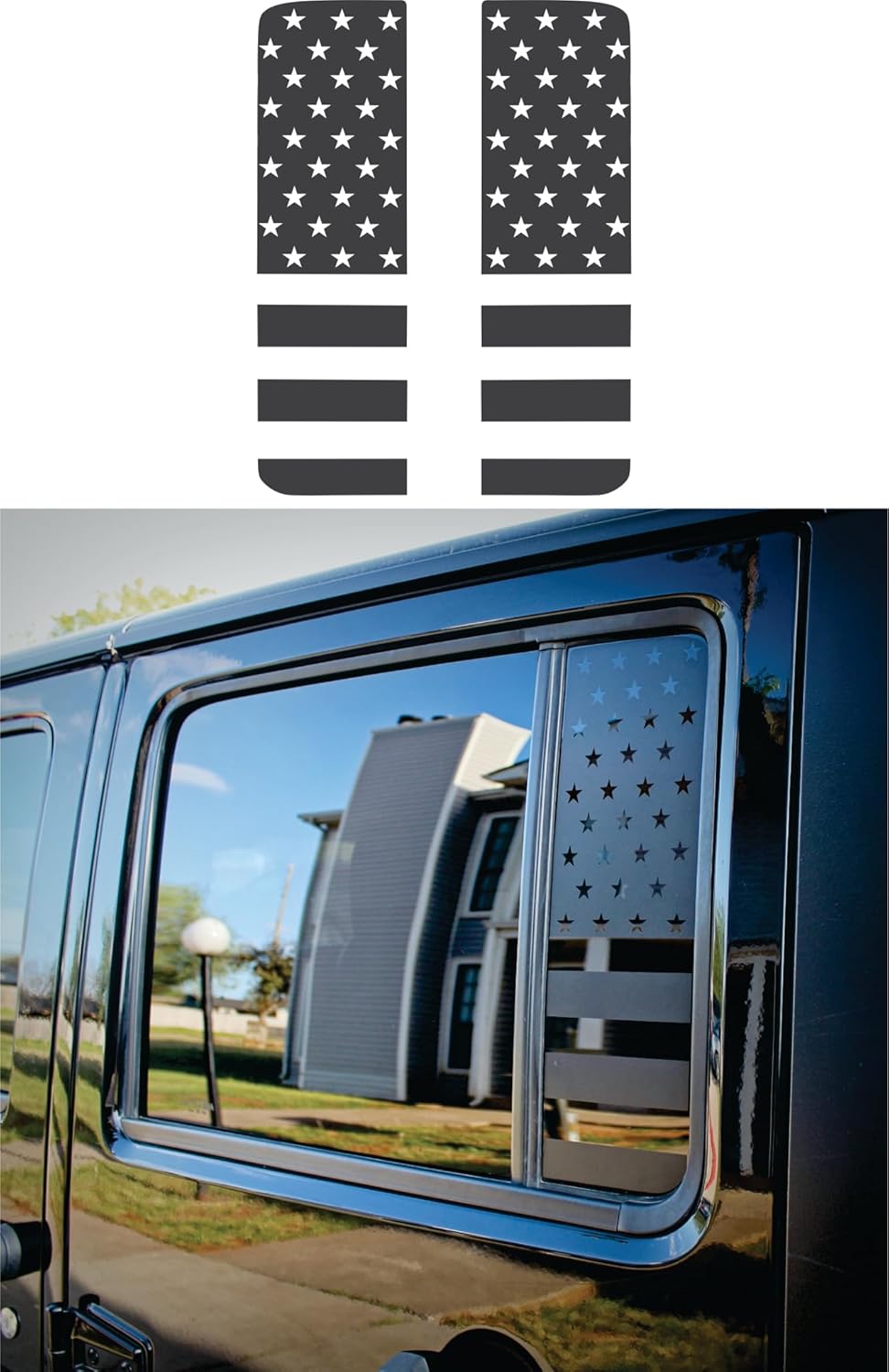 Compatible with Jeep Wrangler Jk & JKU 2011-2018 (4 Door) | Precut Rear Door Window Glass Panel Cover Decal | Proudly Made in The US | Matte Black (Since 1941)