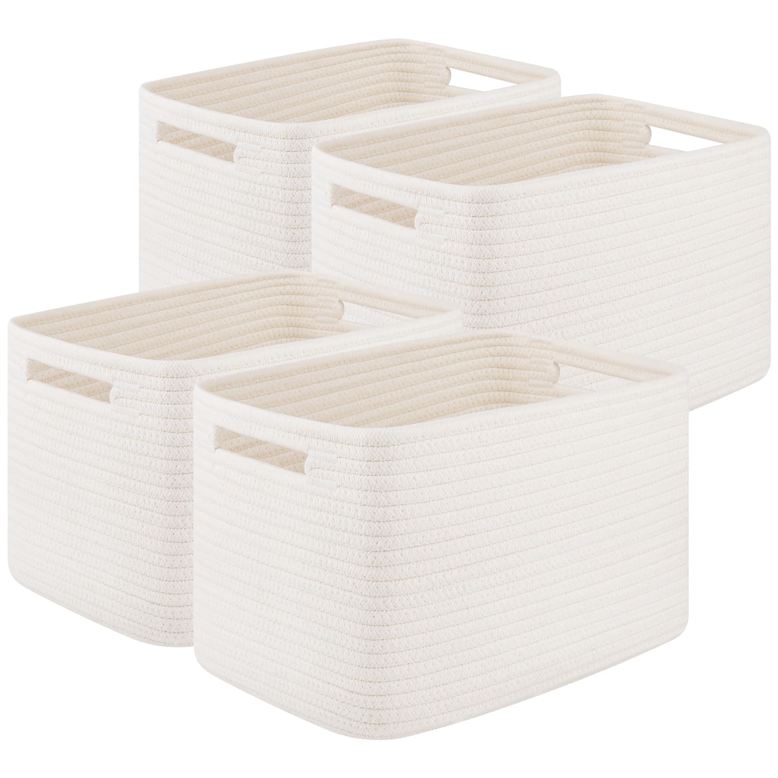 OIASKET Storage Baskets for Organizing, Woven Decorative Baskets for Shelves - Books, Towels, and Clothes, Cotton Rope Toy Storage Bins, 12.7''Lx9''