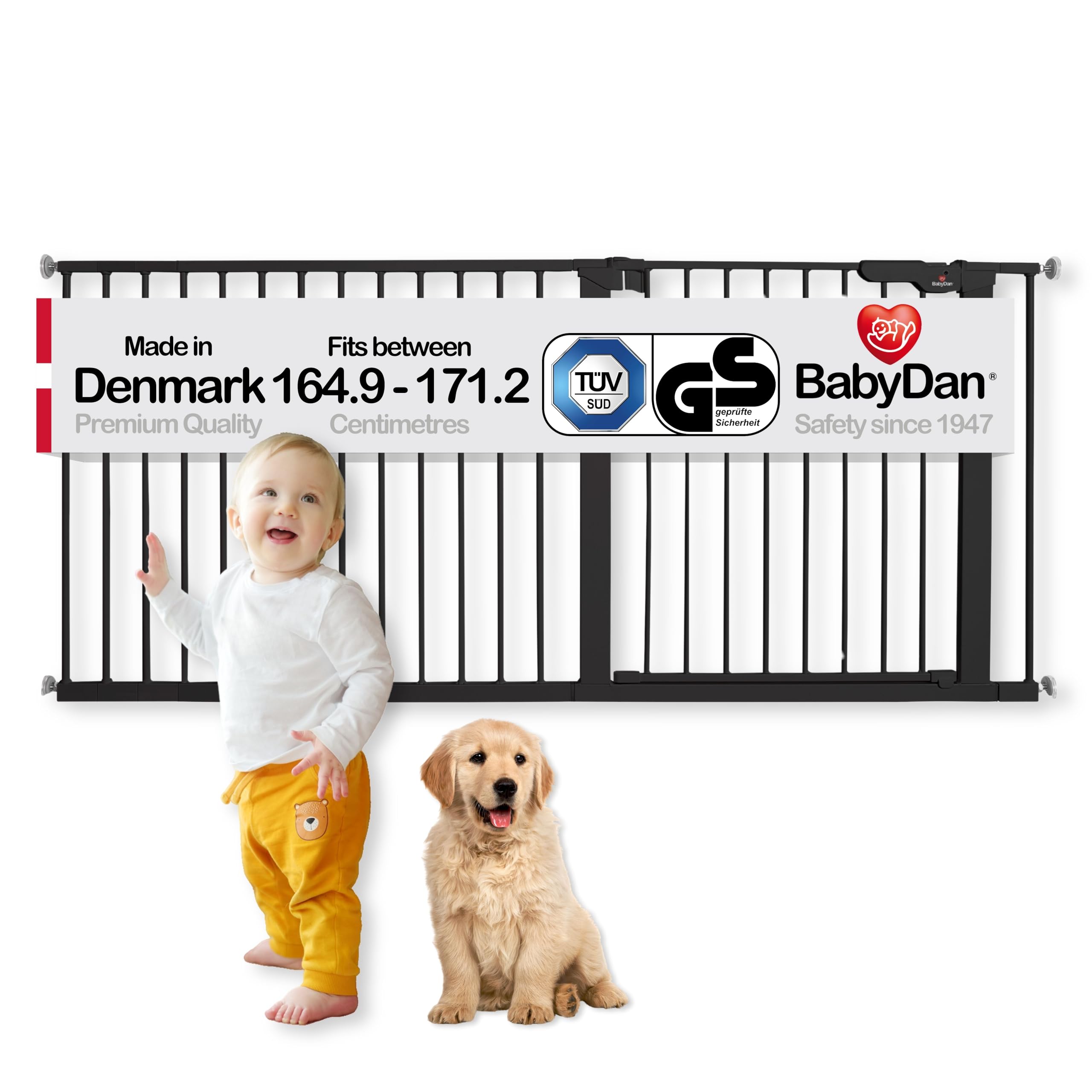 BabyDan Premier, Pressure Fit Stair Gate, 73.5-93.3 cm, Baby Gate/Safety Gate, Metal, White, Made in Denmark - (Pet Gate/Dog gate) — view 12
