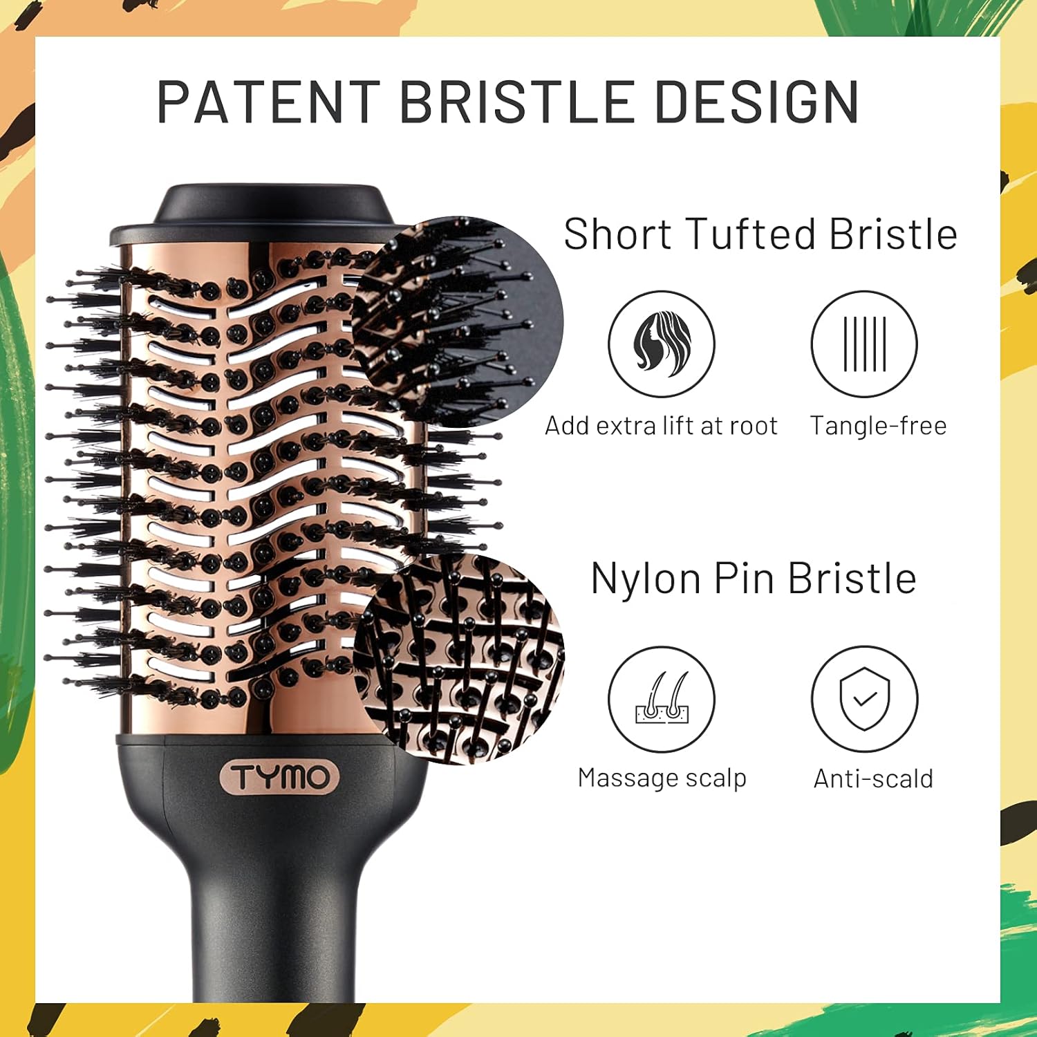 TYMO Hot Air Brush - Ionic Hair Dryer & Volumizer, Professional One-Step Hair Dryer Brush with Enhanced Titanium Barrel, Hair Straightener Brush and Blow Dryer : Beauty & Personal Care