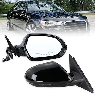Right Passenger Side Door Mirror Compatible With 2012 2013 2014 2015 2016 2017 2018 Audi A6 With Power Folding Power Glass Heated Turn Signal Light Blind Spot Black Replace#4G1857508(8+2Pins)