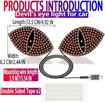 Car Interior Light,Devil Eyes Light for Windshield,Led Devil Eyes Light,Devil's Expression Car Light,LED Demon Eye Lights Front Back Windshield,Devil Eyes Led Lights for Car Back Window (Red)