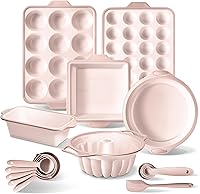 Vista 10 de COOK WITH COLOR Juego de 17 piezas de moldes de silicona para hornear - Moldes antiadherentes y fáciles de limpiar para magdalenas con marco de Azul