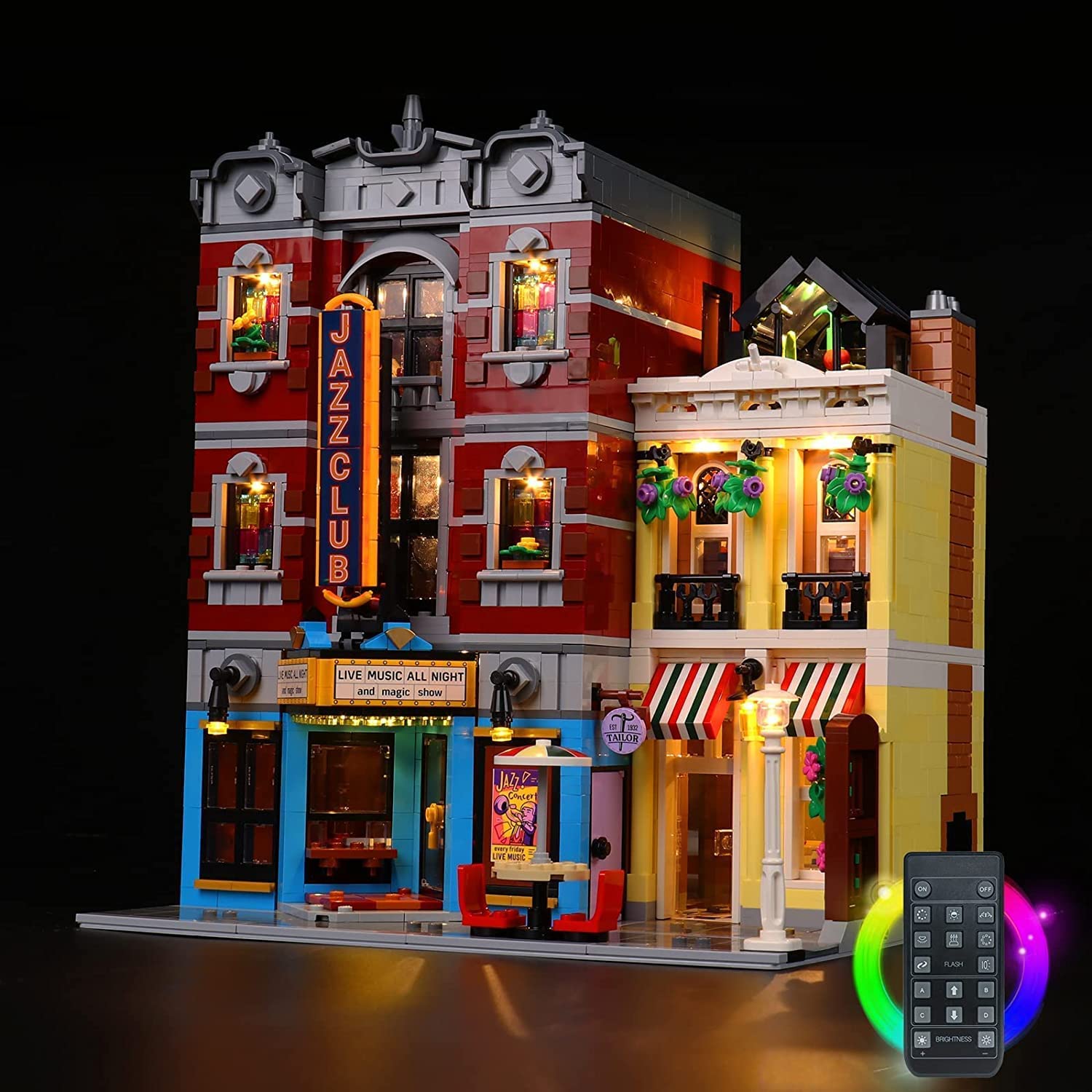 BrickBling Zdalne Sterowanie Dekoracja Zestaw Oświetleniowy do Lego 10312 Klub Jazzowy, Kreatywne Zabawki (Bez Lego)