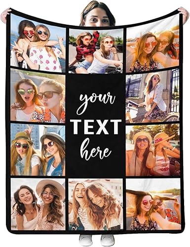 VPrtious Manta personalizada de mejores amigas para mujer, manta personalizada con fotos, texto, 10 collages de imágenes, para familia, adultos,