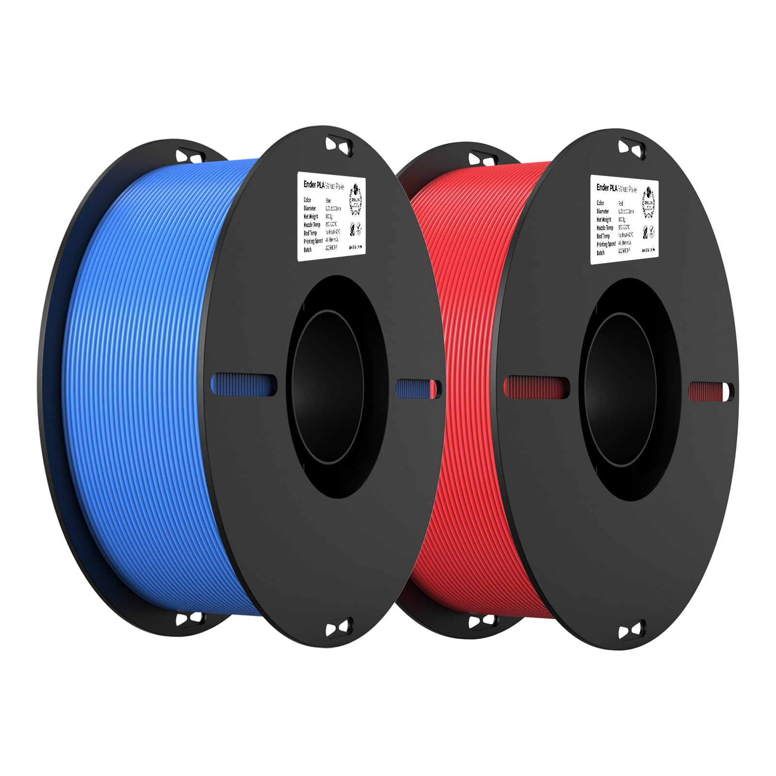 Creality PLA Filament 1.75mm PLA 3D Printer Filament, 2kg Cardboard Spool (4.4lbs), Dimensional Accuracy +/- 0.02mm, Fit Most FDM Printer (Red & Blue 2-Pack)