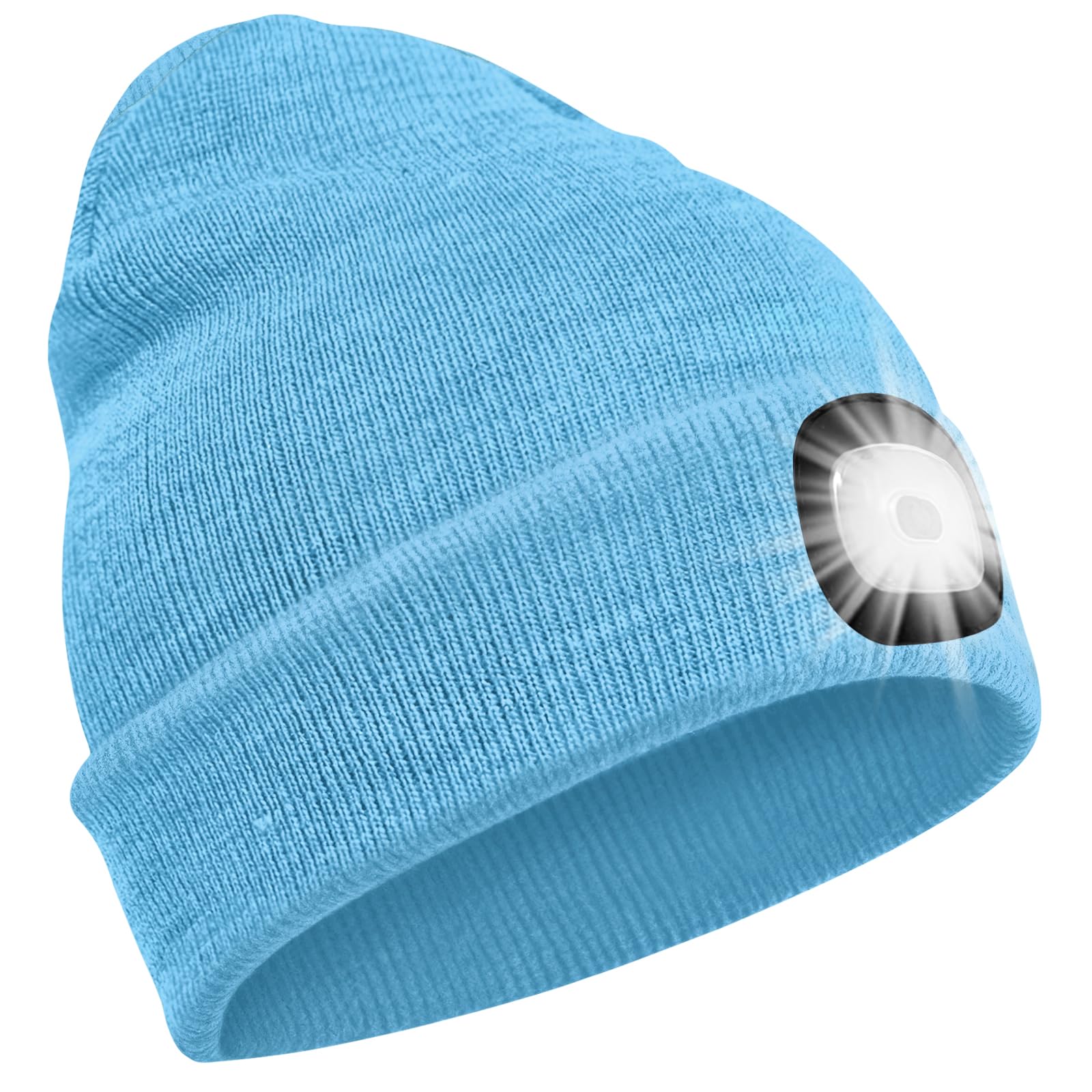 SPGOOD LED Mütze mit wiederaufladbarem Licht, Geschenk für Wintersport | 3 Helligkeitsstufen,abnehmbares LED-Licht,waschbarer Mütze,kreatives Weihnachtsgeschenke für Damen,Herren,Papa,Mama,Freundin