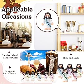 Bememo 25 Pcs Little Jesus Figures Original Design Jesus Love You Mini Rubber Toys to Hide and Seek Christmas Religious Party Favors Sunday School Baptism Gifts(Macaron Colors)