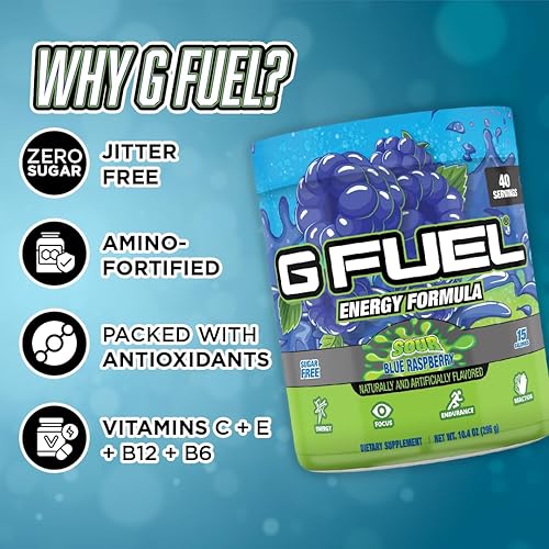 Miniatura 5 de G Fuel - Tarro de Chug Rug azul ácido 40 porciones fórmula élite de resistencia y energía inspirada en Faze Rug 1044 oz