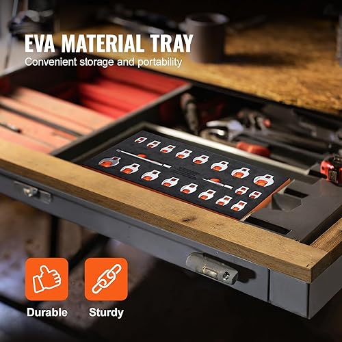 Miniatura 6 de VEVOR Crowfoot - Juego de llaves Crowfoot, juego de 20 llaves de pie de cuervo con 2 barras de extensión y organizador de herramientas EVA, SAE