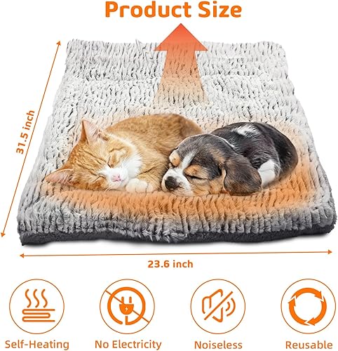 Miniatura 6 de Cama para gatos autocalentable, de 31.5 x 23.6 pulgadas, ultra suave, autocalentable, refleja el calor corporal, lavable, alfombrilla térmica no