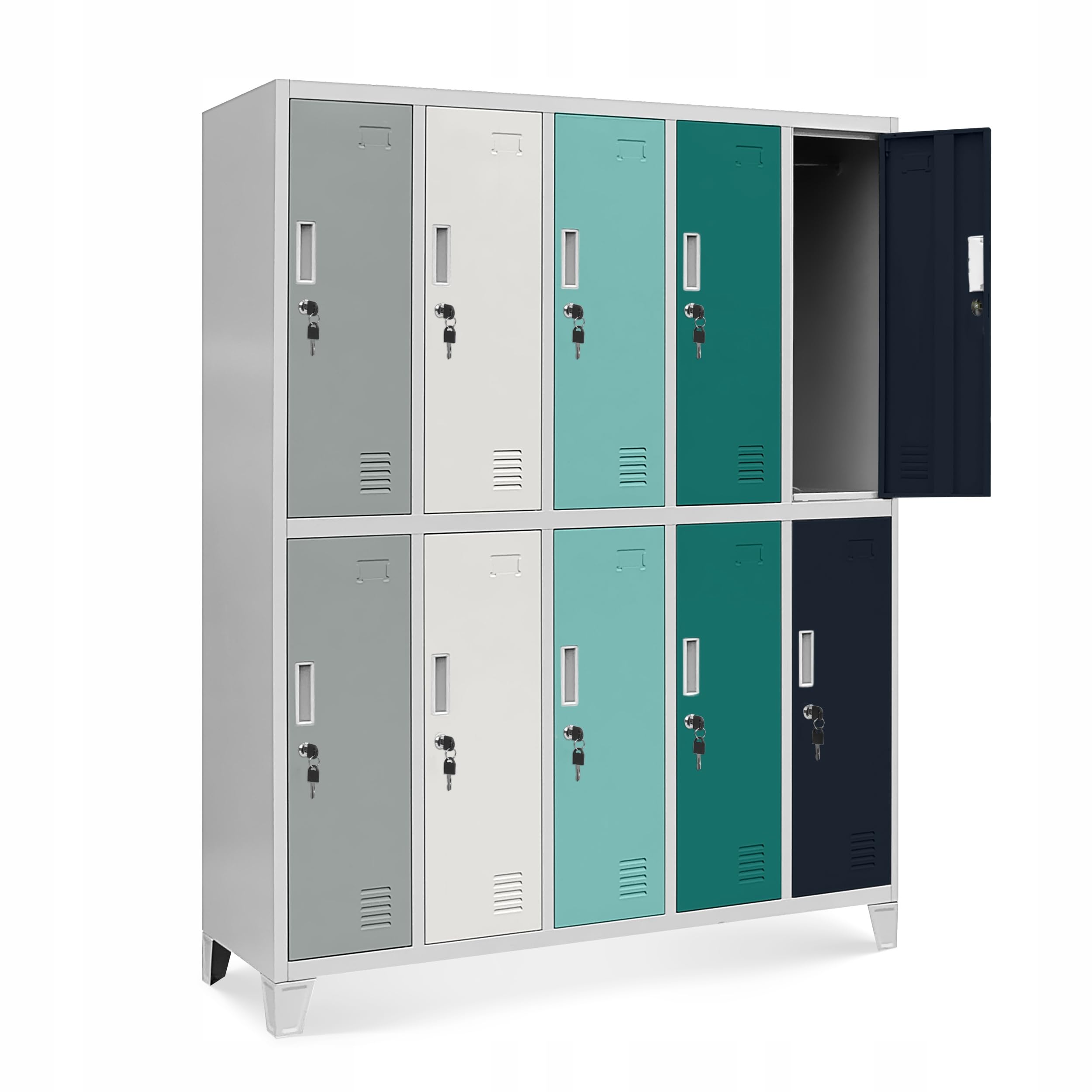 Jan Nowak Taquilla Vestuario Metálica 10 Puertas USB C, 172 x 136 x 45 cm