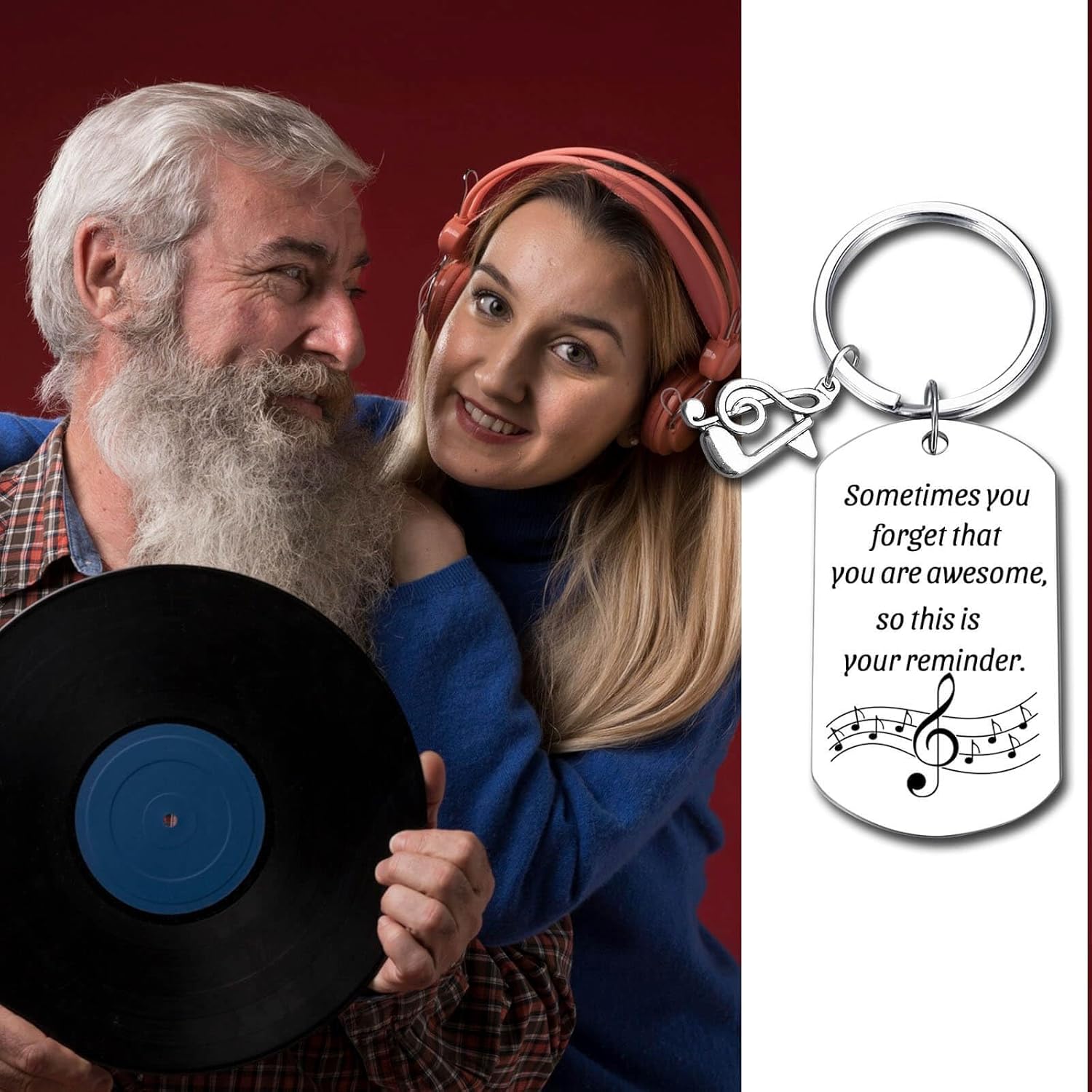 GiftYou Inspirational Music Keychain with Note - Metal Key Chain Appreciation Gift for Enthusiasts, Singers, Musicians - Image 4