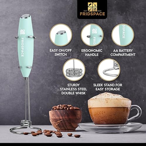 Miniatura 2 de Espumador de leche portátil de mano, máquina de café eléctrica de doble batidor duradero, mezclador de leche de acero inoxidable con soporte,
