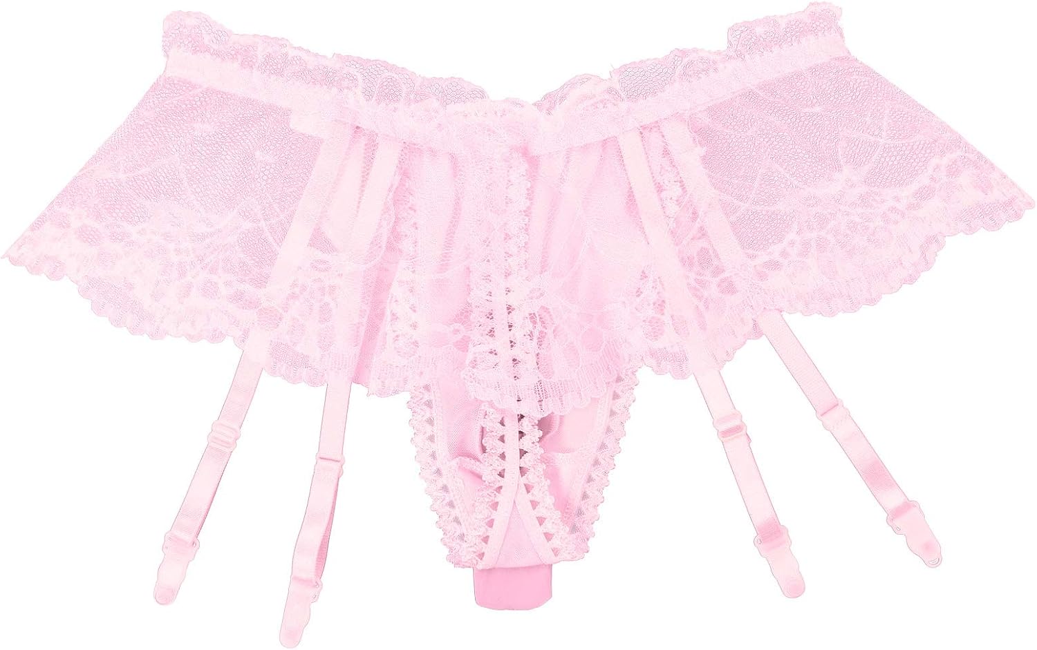 Freebily Mens Sissy Pouch Panties See Through Sheer Lace Lingerie Briefs with Garters