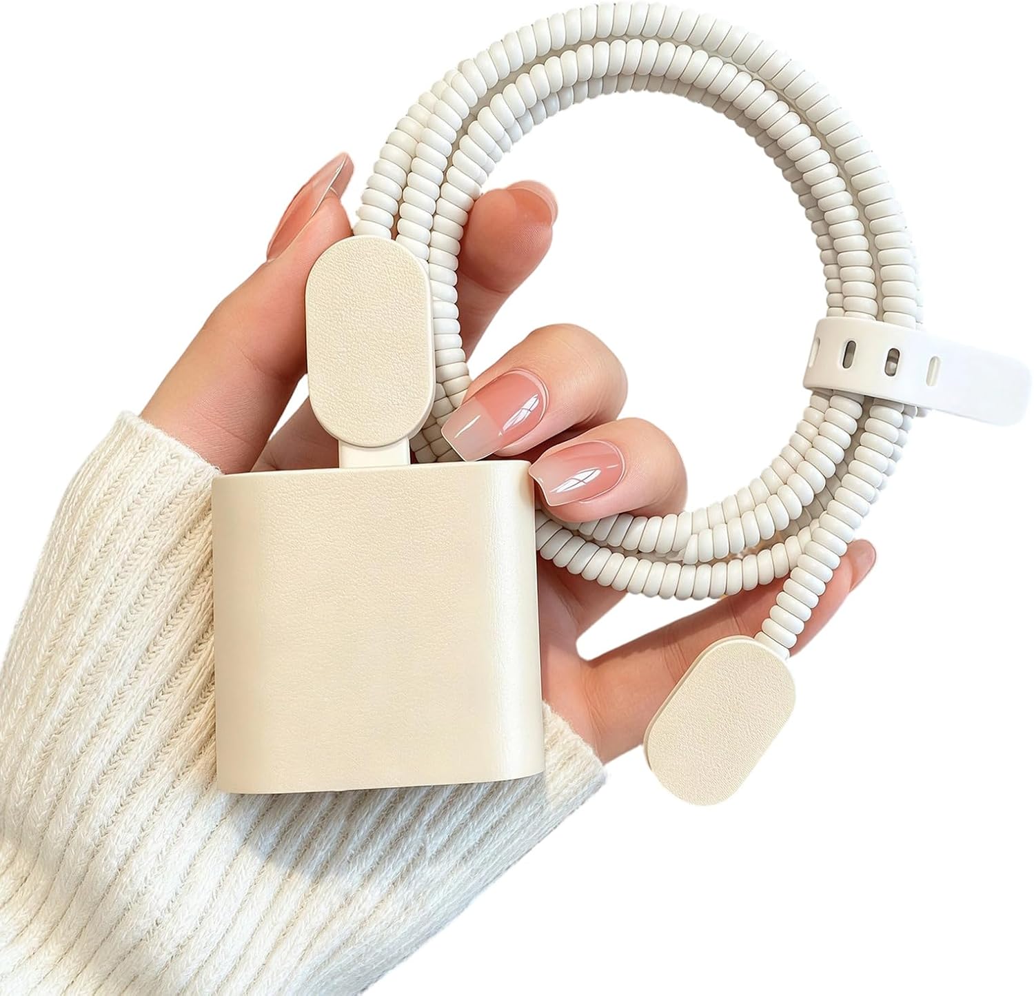 Multifunctional 20W Chargers Protector Elegant Silicone Charging Adapter Cover Set with Integrated Cable Wrap Guard Set PU Leather Device Defender