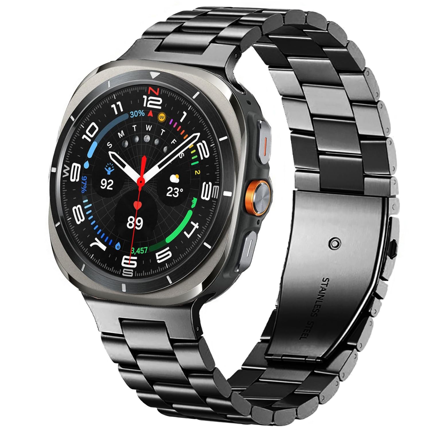 DEALELE Starp Compatible with Samsung Galaxy Watch Ultra 47mm (2025/2024), No Gap Stainless Steel Metal Replacement Bands for Galaxy Watch Ultra 2/7