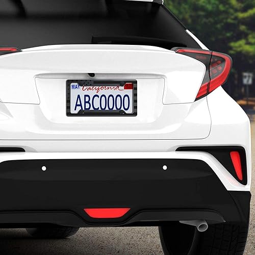 Miniatura 6 de BGGTMO Marcos de matrícula con bandera estadounidense, paquete de 2 unidades, color negro y gris, patriótico de Estados Unidos, cubierta de aluminio