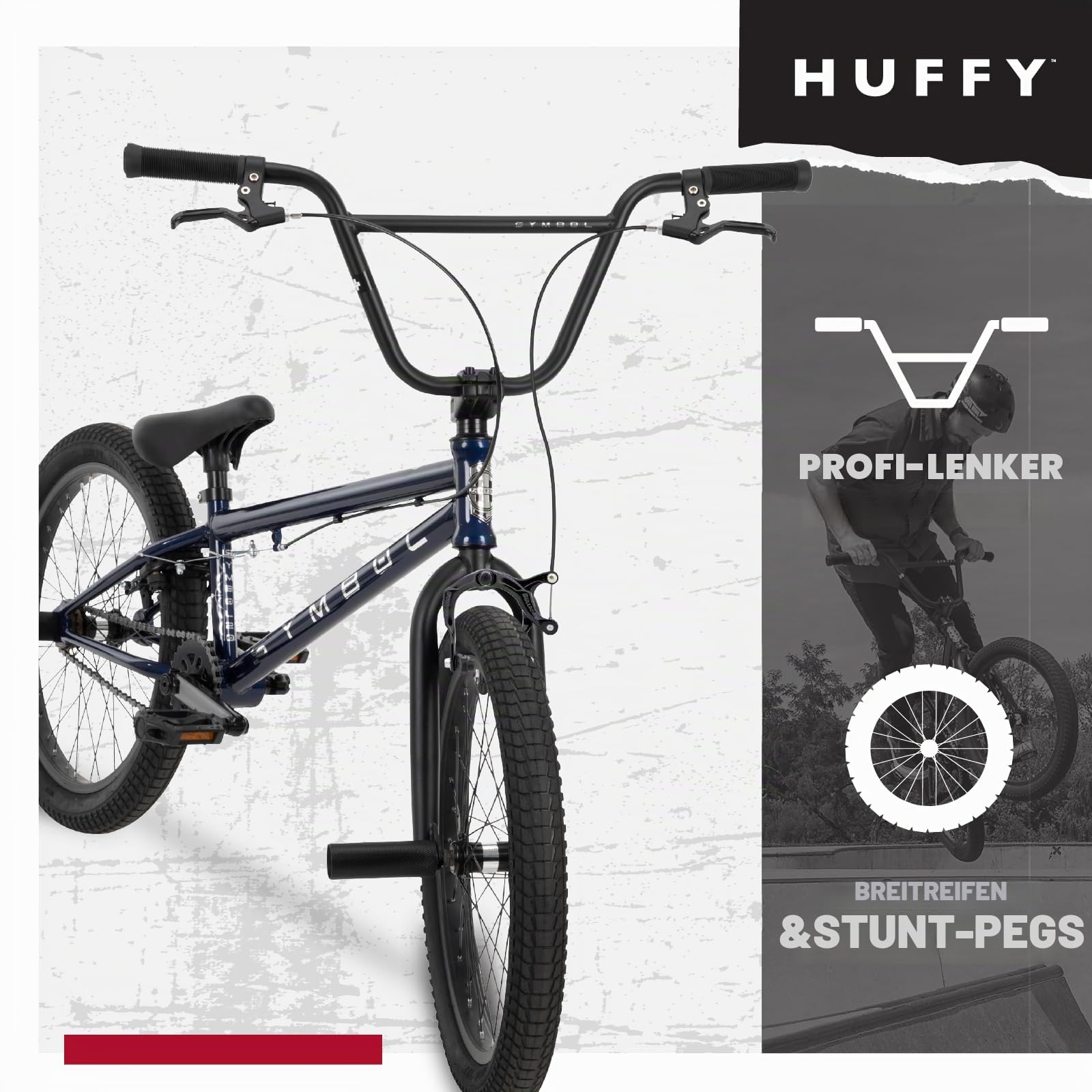 Symbol Freestyle BMX-Fahrrad, 16-Zoll oder 20-Zoll, Rot, Blau, Sibler