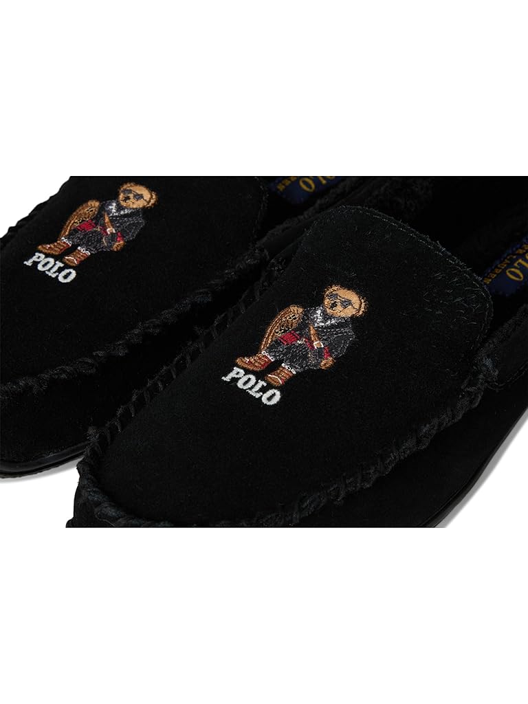 Black Polo Ralph Lauren Brenan Bear Moc Slipper Suede/Holidybear
