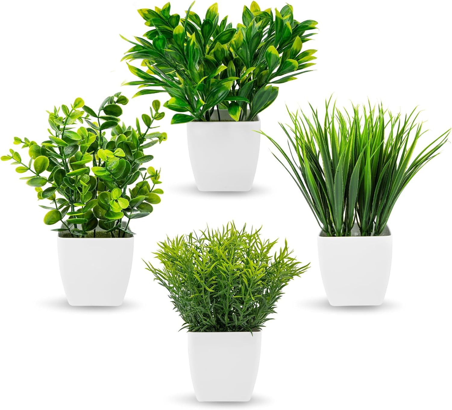 4 Pcs Mini Fake Plants in Pots, Small Artificial Plants Indoors