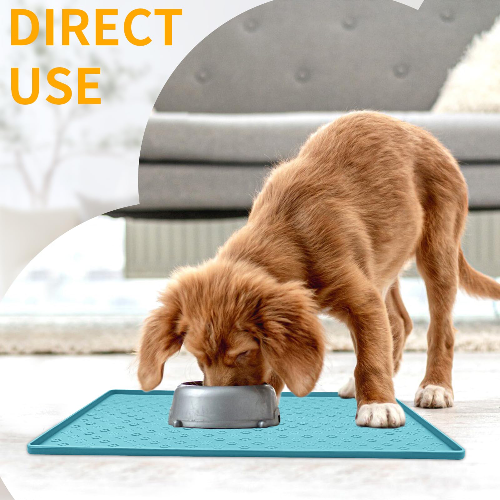 Ptlom Grijze huisdier placemat voor hond en kat, waterdichte antislip siliconen voerbak mat voorkomen voedsel en water overlopen, puppy schotel feeder fonteinbakken geschikt voor middelgrote en kleine