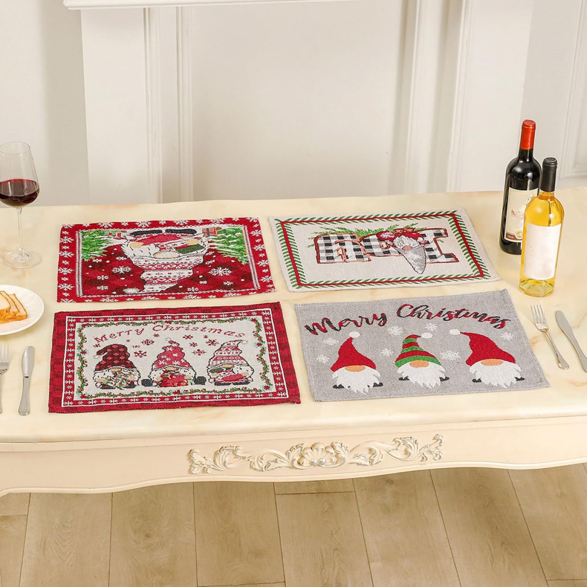 Amosfun 5 Set Tovagliette Natalizie Tappetino Da Tavolo Di Casa Tappetino Per Stoviglie Del Ristorante Regalini Natalizi Strenna Natalizia Tappetino Da Tavolo Natalizio 4 Pezzi * 5