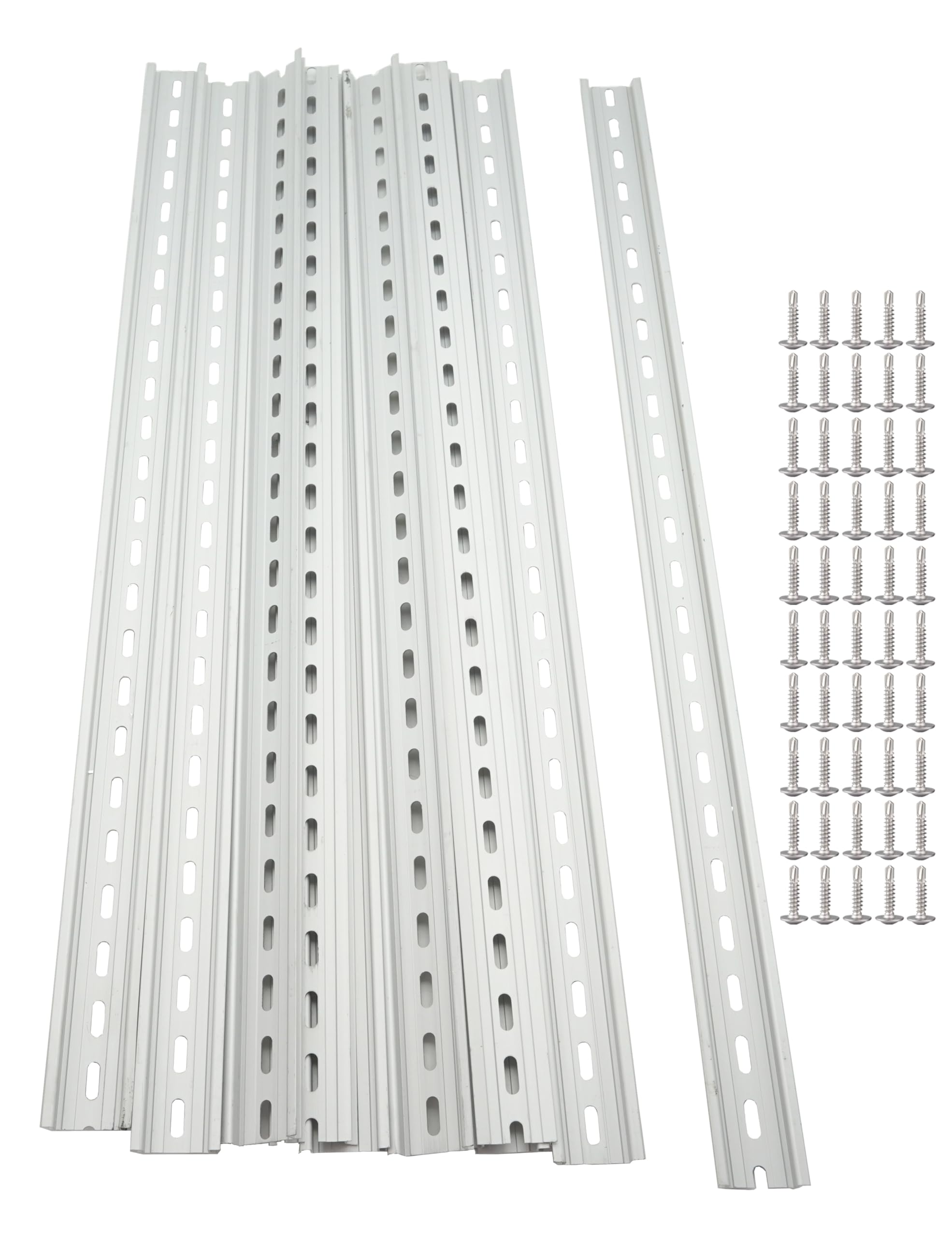 10 Pieces 19" Aluminum DIN Rails,RoHS Standard Slotted DIN Rail,with Extra Screws for Hardware Components Mounting (19inch)