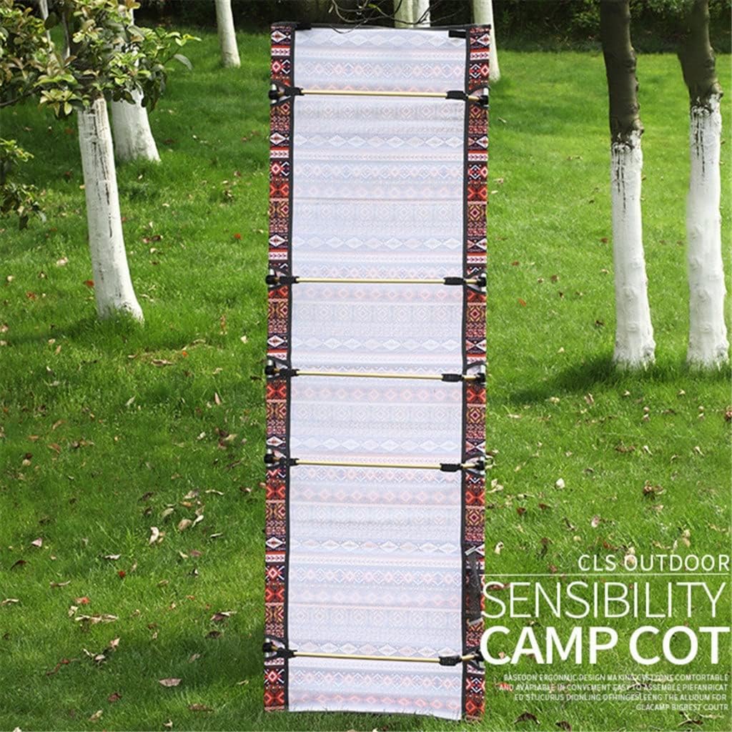 N/A Portable Folding Bed Outdoor Beach Camping Bed Aluminum Alloy Single Ethnic Style Camping Picnic Lunch Break Camp Bed (Color : A, Size : As Shown in The Picture) : Sports & Outdoors