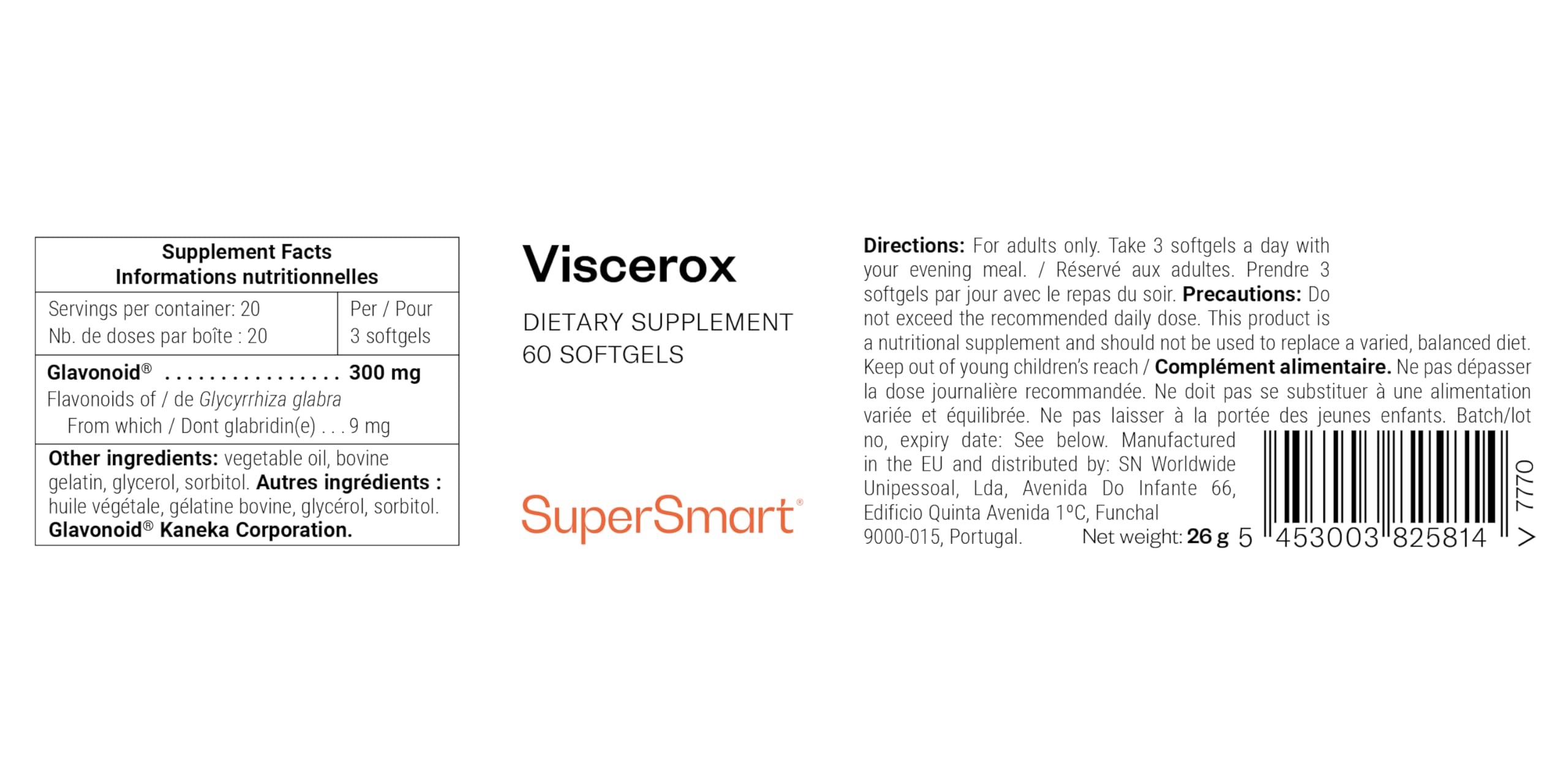Viscerox - Complément antioxydant - Sans OGM & sans gluten - SuperSmart | Brûleur de graisse abdominale & perte de poids - 60 capsules molles