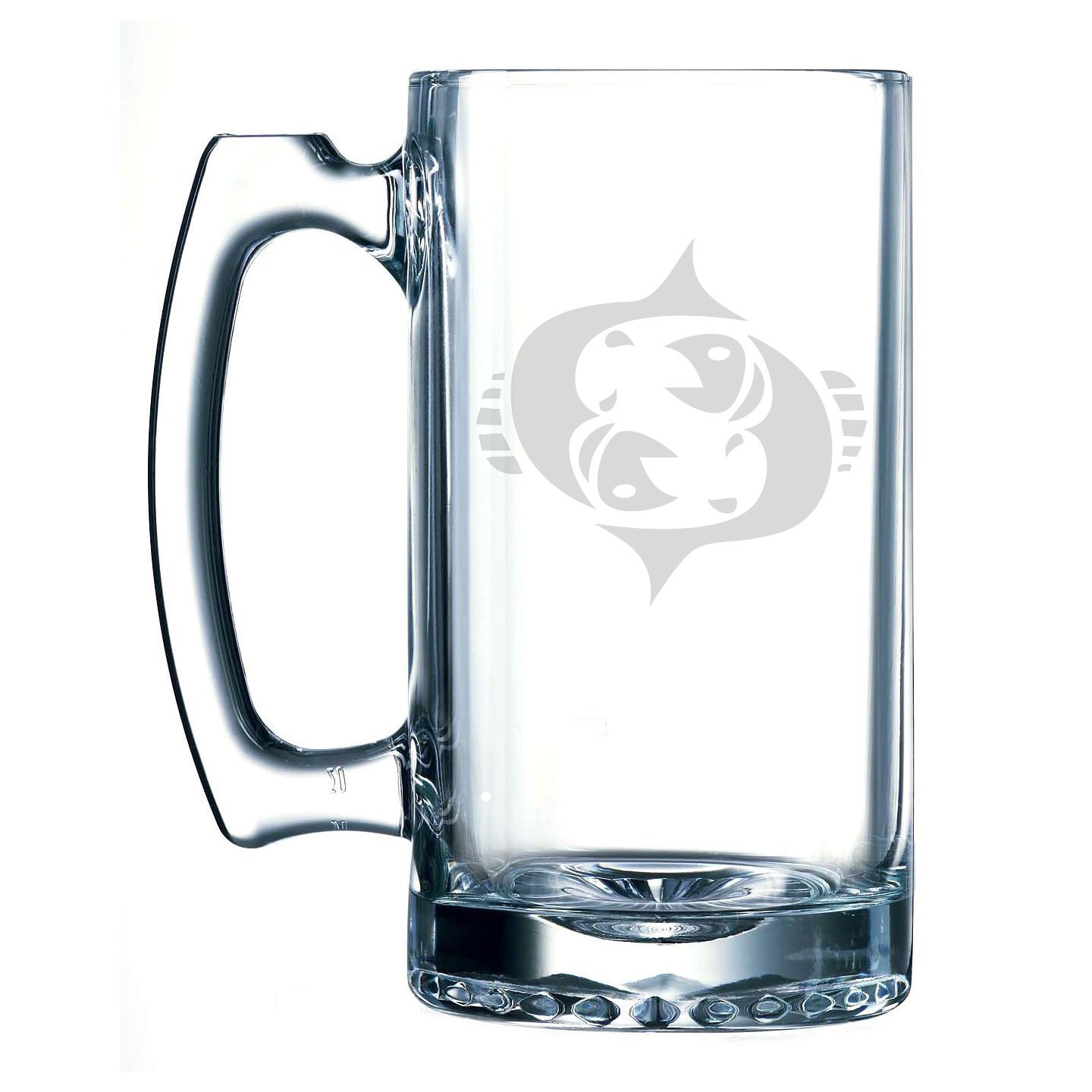 DOOMSDAYDECALS Pisces Zodiac Symbol Silhouette 12th Sign Fish - 25 oz Glass Beer Stein