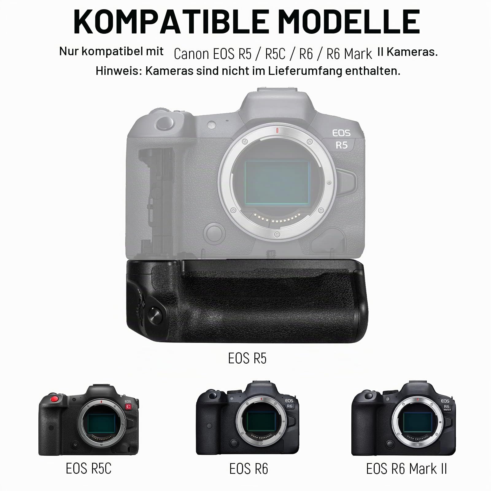 NEEWER Batteriegriff Ersatz für BG-R10 Kompatibel mit Canon EOS R5 R5C R6 R6 Mark II spiegellosen Kameras, angetrieben von LP-E6/LP-E6N/LP-E6NH Batterien für stabile vertikale Aufnahmen