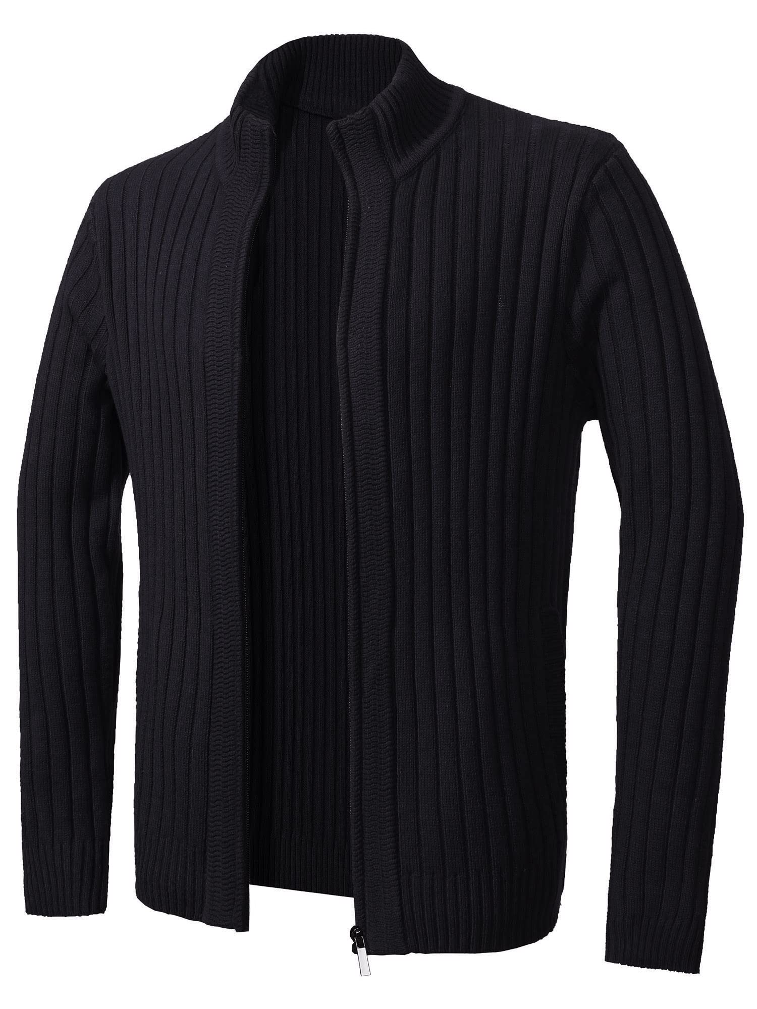 aoli ray Uomo Maniche Lunghe Cardigan Sweaters Inverno Cerniera Maglione con 2 Tasche