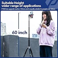 Vista 5 de Fotopro Mini trípode, trípode de viaje compacto y ligero de 60 pulgadas con cabeza de bola de 360 grados, soporte para teléfono desmontable para Gris