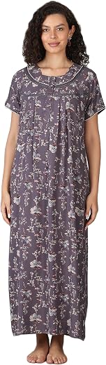 9shines Label Premium Alpine Maxi Designer Nighty | Floral Print Maxi for Women | Night wear for Women | | Full Length Nig...