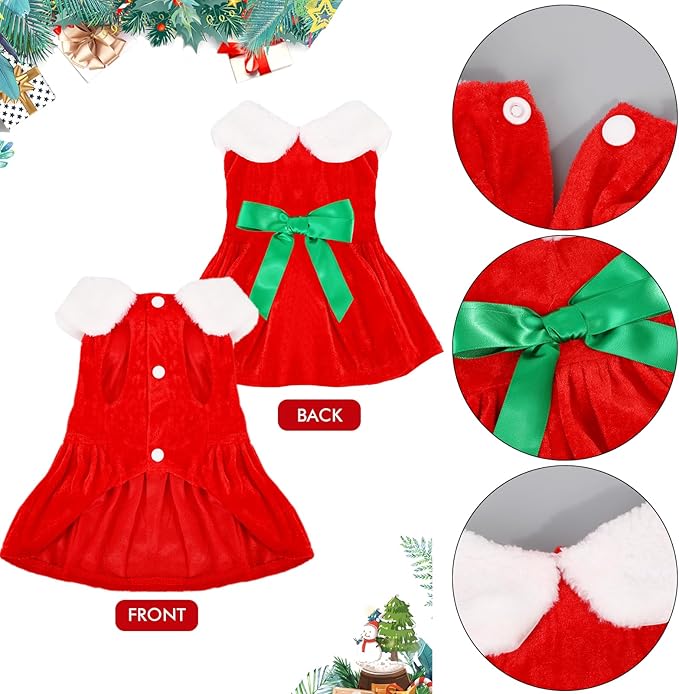 Vestido Navideño para Perro con Cuello de Piel, Talla M miniatura 2